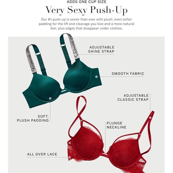 Victoria's Secret Push Up BraPadded, Plunge Neckline, Lace Bra Very Sexy 32C NWT - Picture 4 of 4